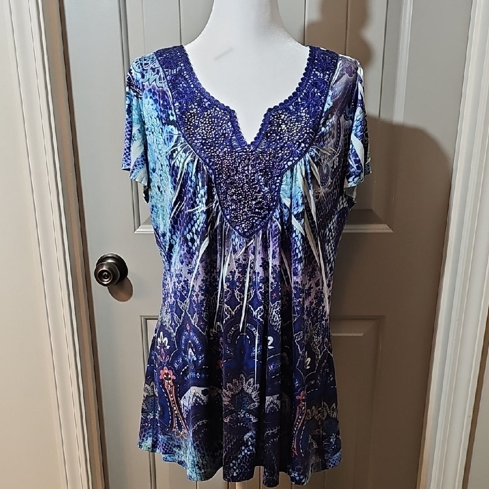 Apt. 9 Vibrant Blue and Purple Women's Tunic
